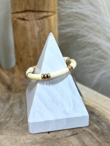 Cream Acrylic Stretch Bracelet