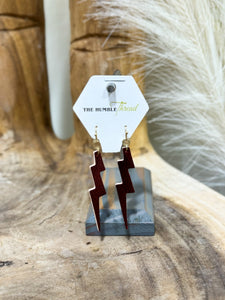 Burgundy Lightning Bolt Dangle Earrings