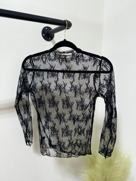 Black Lace Long Sleeve Top