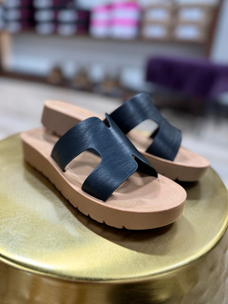 Corky’s Black Leather Sandal