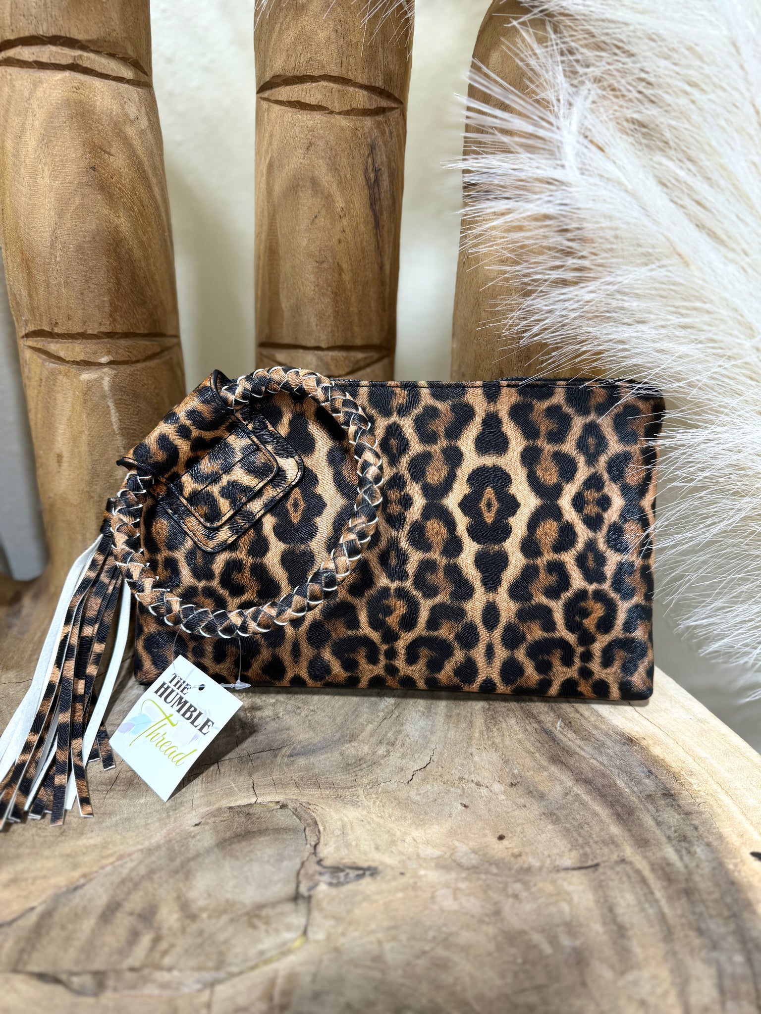 Leopard Braided Wristlet