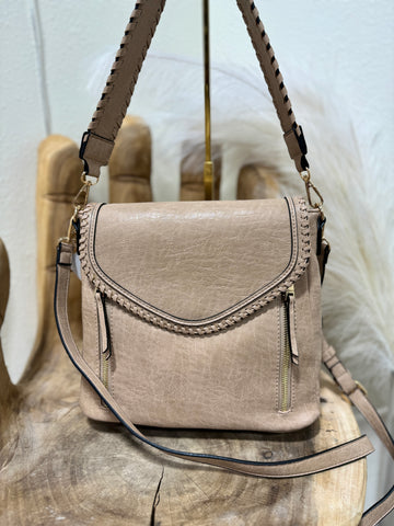 Taupe Double Zip Crossbody