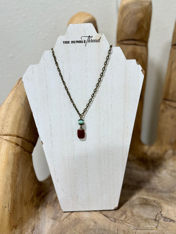 Short Burgundy Stone Necklace