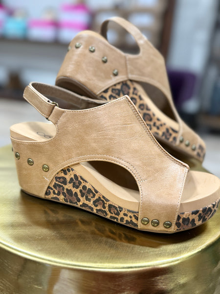 Corky’s Taupe Leopard Wedge