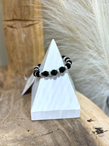 Black and Silver Beaded Bracelet