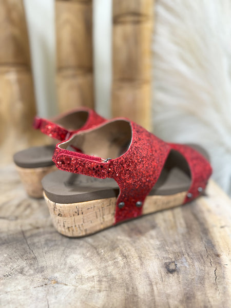 Corky’s Red Glitter Wedge