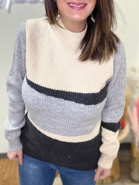 Grey Color Block Sweater