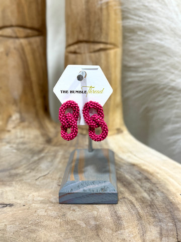 Fuchsia Beaded Link Earrings