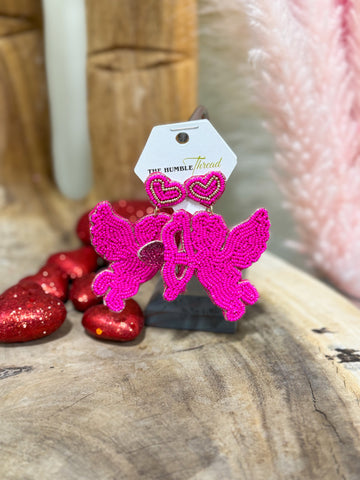 Pink Cupid Beaded Earrings