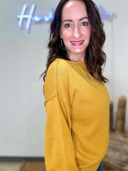 Mustard Wide Neck Sweater