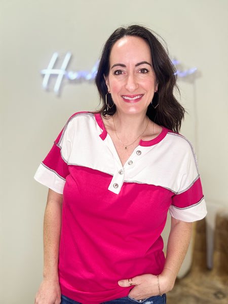 Fuchsia Color Block Top