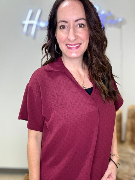 Burgundy Textured Top