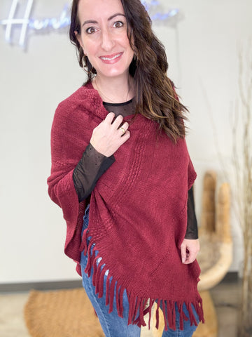 Wine Tassel Poncho