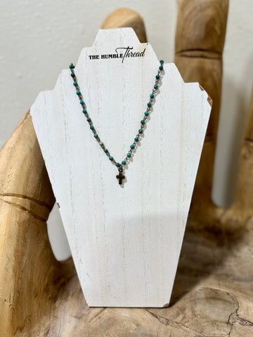 Turquoise Beaded Cross Necklace