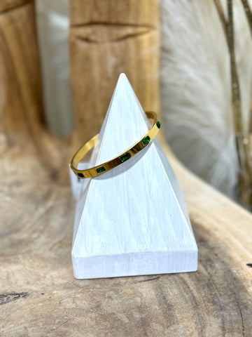 Green Gem Gold Plated Bangle