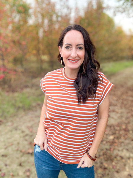 Rust Striped Boyfriend Tee