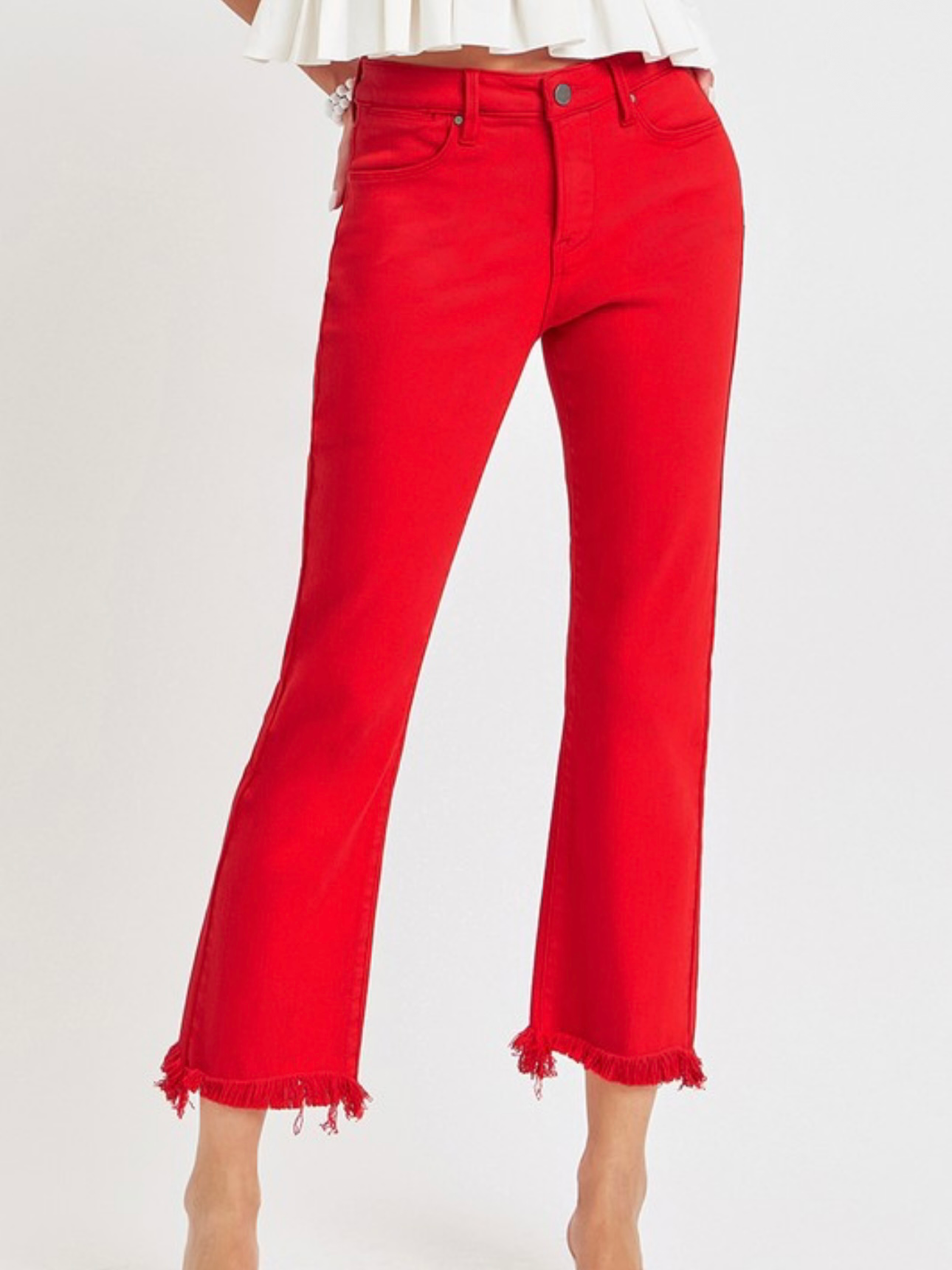 Risen Red Tummy Control Straight Jeans