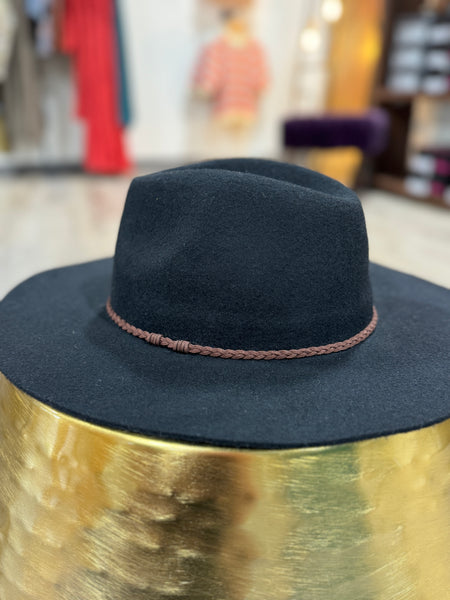 Black Wool Wide Brim Hat