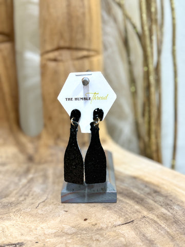 Glitter Champagne Bottle Earrings