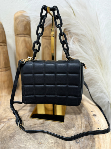 Black Quilted Chain Crossbody