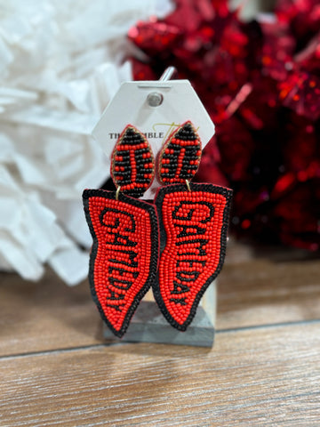 Game Day Flag Beaded Earrings