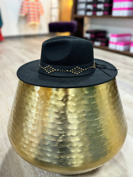 Black Studded Panama Hat