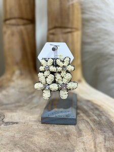 Ivory Flower Beaded Earrings