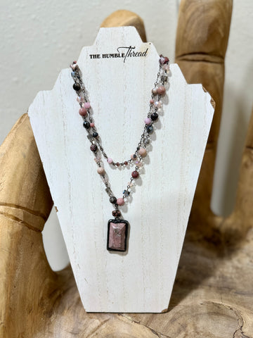 Mauve Layered Stone Necklace