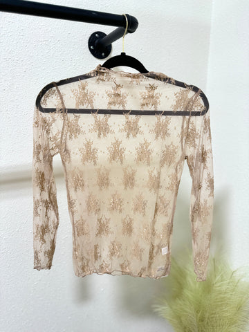 Taupe Lace Long Sleeve Top