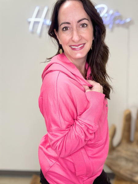 Hot Pink Snap Button Pullover