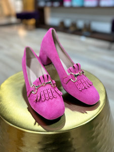 Fuchsia Block Heel Mules