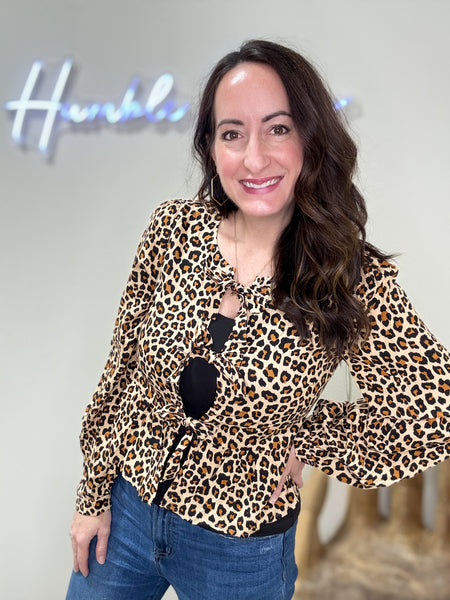 Leopard Bow Accent Top