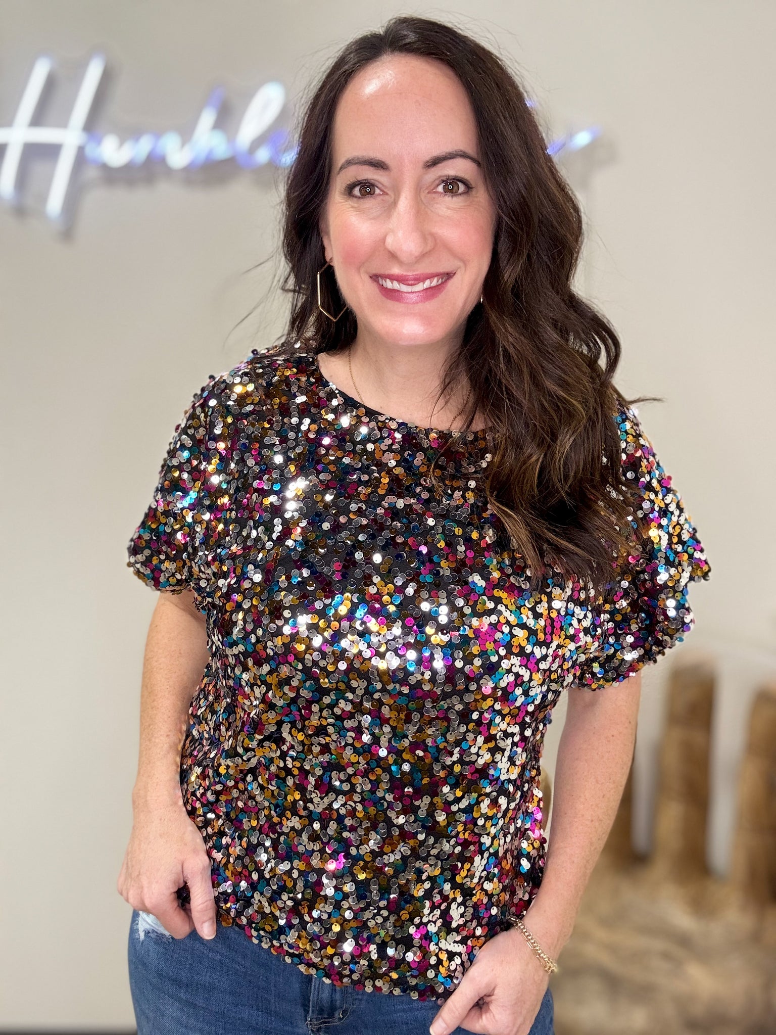 Multi-Color Sequin Top