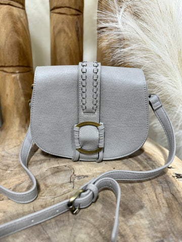 Grey Wrapped Buckle Crossbody