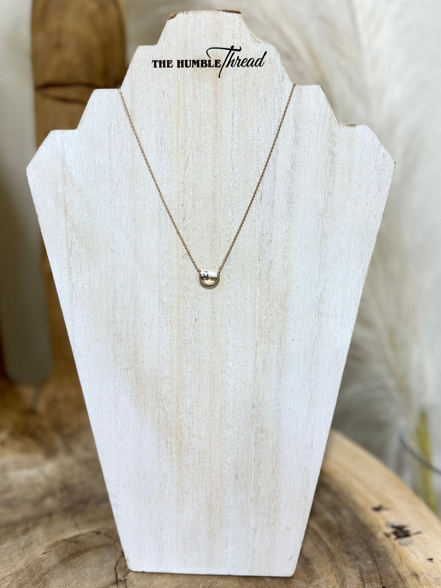 Dainty White Marble Necklace