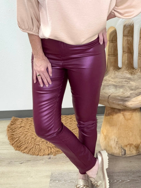 Dark Plum Faux Leather Pants