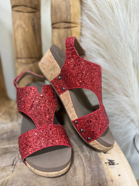 Corky’s Red Glitter Wedge