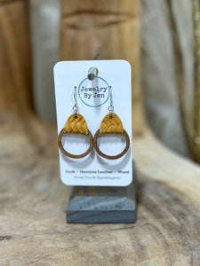 Mustard Wood Hoop Earrings