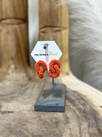 Tangerine Beaded Link Earrings