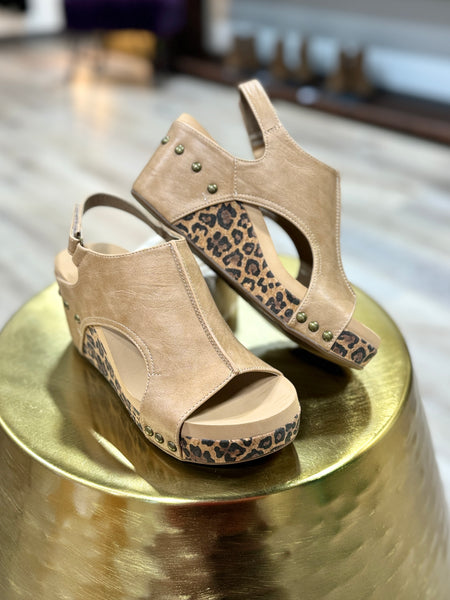 Corky’s Taupe Leopard Wedge