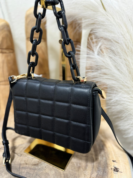 Black Quilted Chain Crossbody