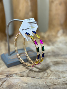 Multi-Color Gemstone Hoop Earrings