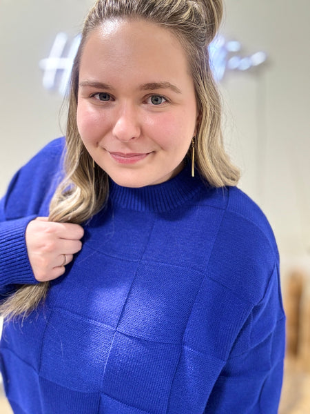 Royal Blue Checkered Sweater