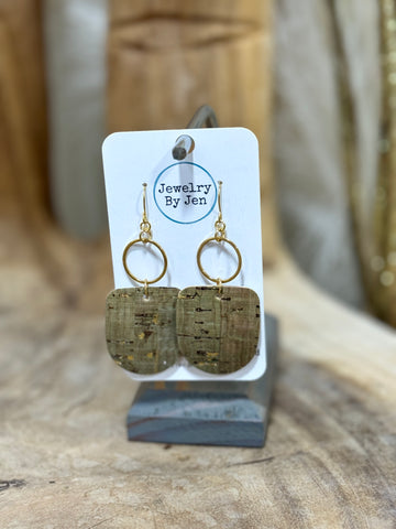 Olive & Gold Cork Earrings