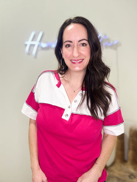 Fuchsia Color Block Top