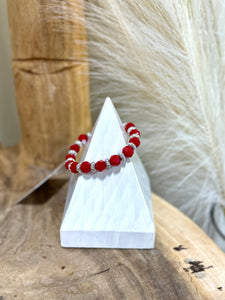 Red and Silver Beaded Bracelet