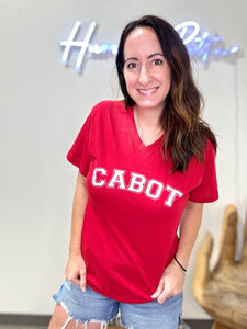 Red Cabot V-Neck Tee