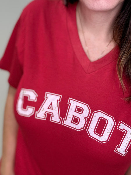 Red Cabot V-Neck Tee