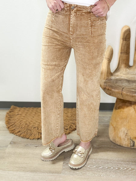 Camel Corduroy Straight Pants