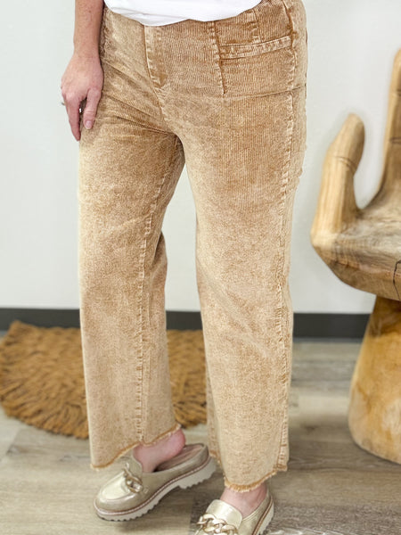 Camel Corduroy Straight Pants